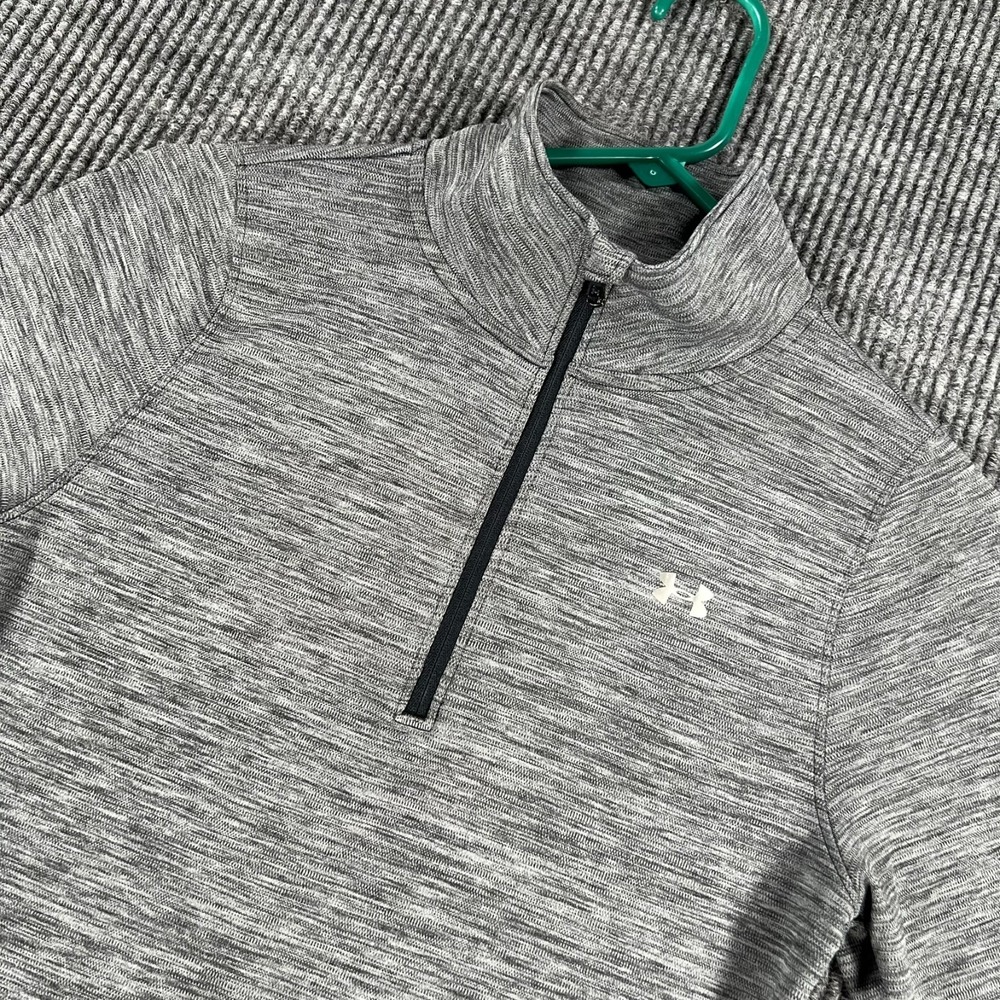 Under Armour Pullover Shirt Womens Small Gray Long Sleeve 1/4 Zip Loose Fit Heat